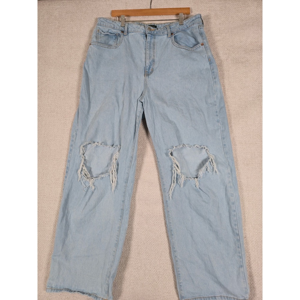 Wild Fable Womens Light Wash High Rise Baggy Distressed Jeans Size 18‎ 34R